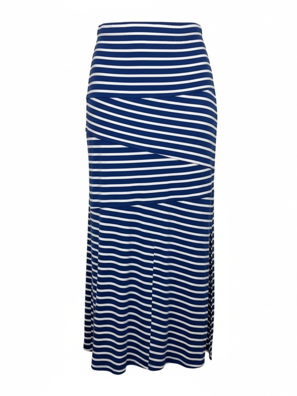 Chico's Navy and White Striped Maxi Skirt